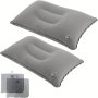 1pc Inflatable Travel Pillow Small Square Flocking Fabric Air Pillow For Travel Convenient Storage Suitable For Camping Home Office Sleeping Holiday Travel Hiking Nap