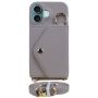 Litchi Textured Card Holder Phone Case Compatible With Iph 16 - Brown