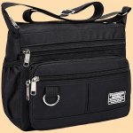 Nylon Crossbody Messenger Bag Large Capacity Lightweight With Adjustable Strap Solid Color Zipper Closure Tassel Embellishment P