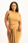 Hazel High Neck Crop Top - Toasted Coconut - L