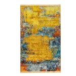 Modern Abstract Ochre Multi-colour Printed Rug – CPR2206
