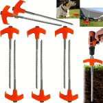 8PCS 8-INCH Tungsten Steel Tent Stakes - Heavy-duty Hex Pegs Drillable Ground Anchors With Hexagonal Head Design Durable Studs F