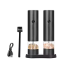 Electric Salt & Pepper Grinder - Set Of 2 - Rechargeable Gravity Sensor LED