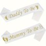 2PCS 'mom & Dad' Canvas Sash Set For Baby Shower - Perfect Gender Reveal Party Accessory