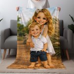 Custom Photo Fleece Blanket Caricature