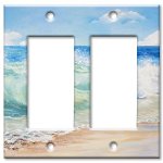Art Plates Brand Double Gang Rocker Switch Wall Plate - Beach Painting