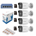 Hikvision Ip 4 Camera Poe Kit With Sd Cards