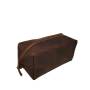 Karisimbi Genuine Full Grain Crazy Horse Leather Toiletry Bag - Coffee