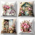 Warm Cabin Throw Pillow Covers 4-PACK Lodge Style 45.01CM X 45.01CM Polyester Hand-wash Only Printed Design Zipper Closure Woven