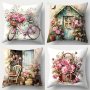 Warm Cabin Throw Pillow Covers 4-PACK Lodge Style 45.01CM X 45.01CM Polyester Hand-wash Only Printed Design Zipper Closure Woven For Living Room Sofa And