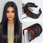 1PC 5 Strands Synthetic Hair Braided Headband Hairpiece Classic Chunky Wide Plaited Braids Elastic Multi Color Headband Ladies B