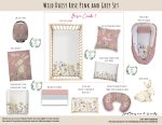 Cot Duvet Bedding Bunny Wild Daisy Rose Pink And Grey Bunny Set