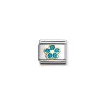 Composable Classic Link Flower Turquoise Glitter
