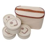 4-PIECE Stackable Lunch Box Set With Insulated Carrying Bag - Beige