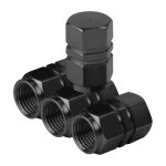 4 Pcs Car Tire Valve Caps Aluminum Alloy Black