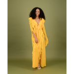 Maxi Ruffle Sheer Dress In Mango - 2XL
