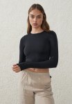 Cotton On Ultra Soft Fitted Long Sleeve Top - Black