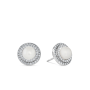 Sterling Silver Freshwater Pearl Double Halo Womens Stud Earrings