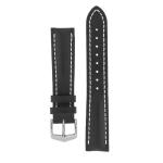 Heavy Calf Water-resistant Calf Leather Watch Strap In Black White - 26MM Silver