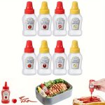 4 8PCS MINI Sauce Bottles MINI Ketchup Bottles Condiment Squeeze Bottle Plastic Portable Containers Bottle For Office Lunchbox P