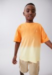 Motif-detail Cotton T-Shirt - Orange & Palm Tree