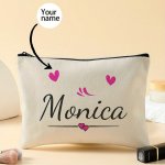 Customized Name Polyester Cosmetic Bag For Women 1PC Personalized Makeup Pouch With Secure Zipper Closure Non-waterproof Unscent