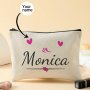 Customized Name Polyester Cosmetic Bag For Women 1PC Personalized Makeup Pouch With Secure Zipper Closure Non-Waterproof Unscented Beauty Bag Ideal For Travel And Gift Giving