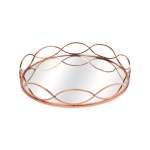Large Mirror Tray With Wave Design Copper