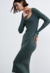 Rib-knit Bodycon Dress - Dusty Green
