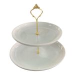 Cake Stand 2TIER Porcelain Round White