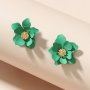 A Pair Of Rose Three-dimensional Flower Earrings Female Temperament Sweet Simple Frosted Earrings
