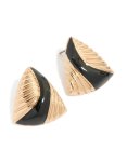 Goldair Gold Black Enamel Textured Ribbed Stud Earrings
