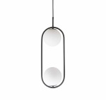 Luna Oval 2 Light Pendant Black Gold - Gold