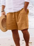 Men's Solid Sports Outdoor Drawstring Shorts For Summer Trendy Casual Shorts For Male Breathable Comfy Thin Shorts