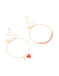 Goldair Gold Diamante Heart Charm Bracelets 2-PACK