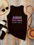 Anti Cancer Print Crew Neck Tank Top Casual Ribbed Sleeveless Tank Top For Summer Women's Clothing