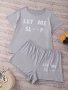 Women's Plus Casual Pajama Set Plus Size Eyelash & Slogan Print Short Sleeve Top & Shorts Lounge 2 Piece Set