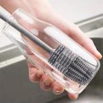 Easy-reach Silicone Bottle Brush With Long Handle - Perfect For Cups & Water Bottles No Batteries Required