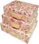 Pack Of 3 Vintage Flower Pattern Gift With Handle - Foldable Storage Boxes