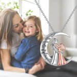 Chic Mother & Daughter Moon Pendant Necklace - Perfect For Birthdays Festivals & Christmas Gifts Fashionable Acrylic & Alloy Wit