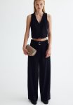 Wide Belted Trousers - Black