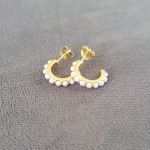 Keturah Gold Gold Plated 925 Sterling Silver Pearl Earrings Small 14MM Half Hoops