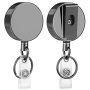Ktrio 2 Pack Heavy Duty Badge Reel Retractable Badge Holder Metal Keychain Id Badge Holder Reels With Belt Clip Key Ring Reinforced Steel Cord For Ke