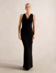 Aliki Cowl Jersey Maxi Dress - 16 Black