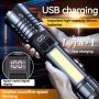 Super Bright XHP70 Powerful LED Flashlight Power Bank Torch Light USB Rechargeable Camping Flashlight With Cob Lamp