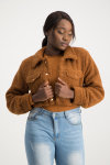 Chloe Cropped Teddy Jacket - Brown Sugar - M