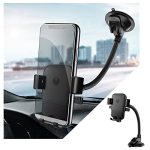 Miytsya Car Phone Mount Flexible Gooseneck Long Arm For Dashboard Windshield Washable Strong Suction Cup Cell Phone Holder Black
