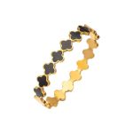 Elegant Gold Four-leaf Clover Bracelet Stainless Steel Charm Bangle