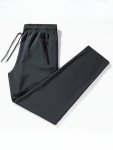 Men's Solid Pants With Zipper Pockets Casual Breathable Drawstring Trousers For Outdoor Activities Gift