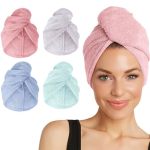 Turbie Twist 4-PACK Microfiber Hair Towel For Beauty Travel Gifting - Hair Wrap Turban For Straight Wavy & Curly Hair - Premium